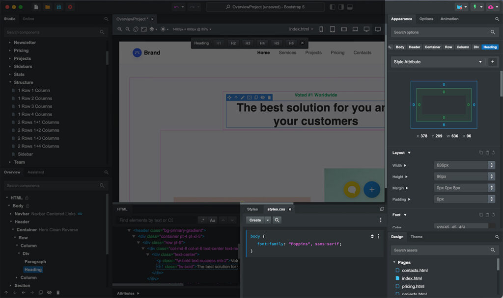 Stili e Css pienamente costumizzabili